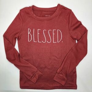 Rae Dunn Blessed Rust Fall Shirt Lightweight Sweater Girls Sz 8 (Runs Small)